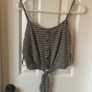 striped tie front crop